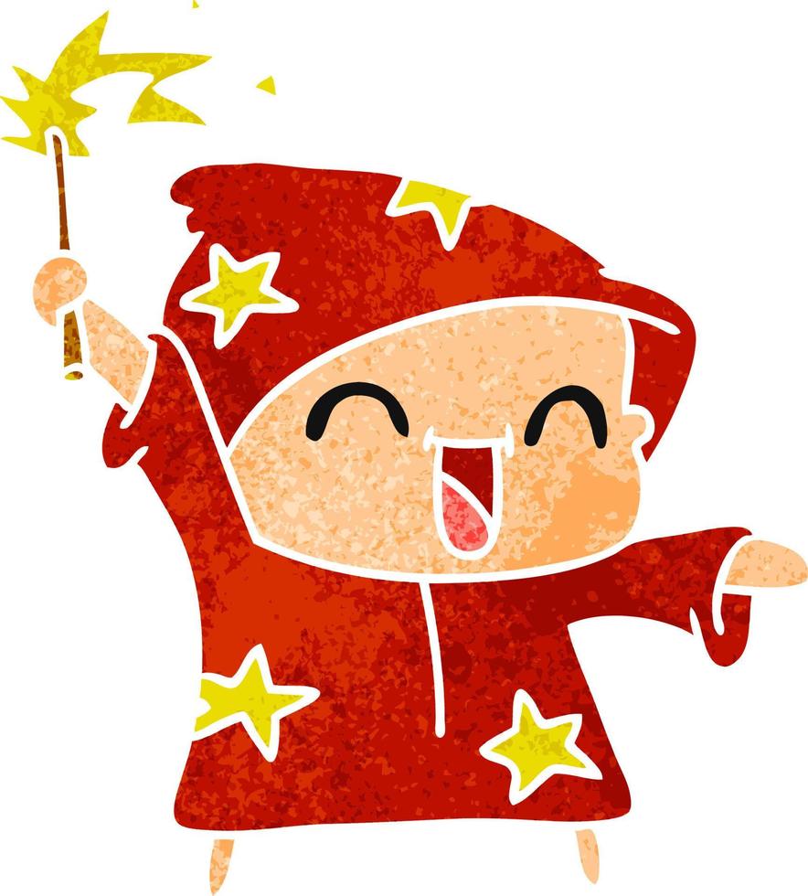 retro cartoon of a happy little wizard vector