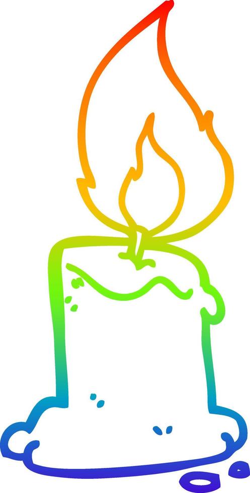 rainbow gradient line drawing cartoon candle vector