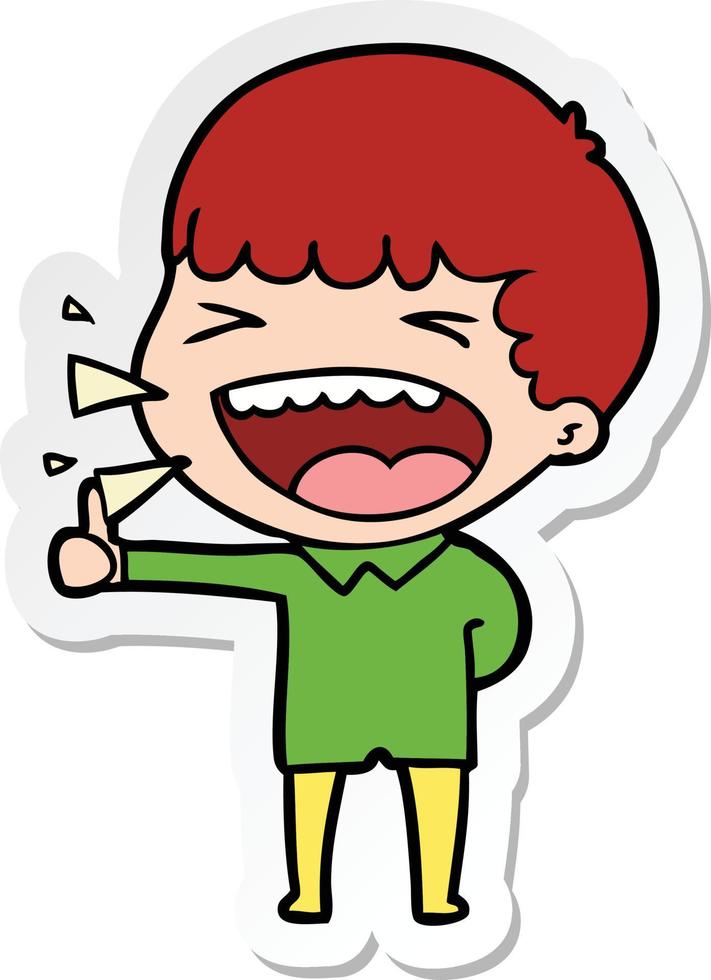 sticker of a cartoon laughing man vector