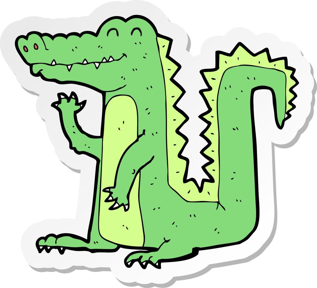 sticker of a cartoon crocodile vector