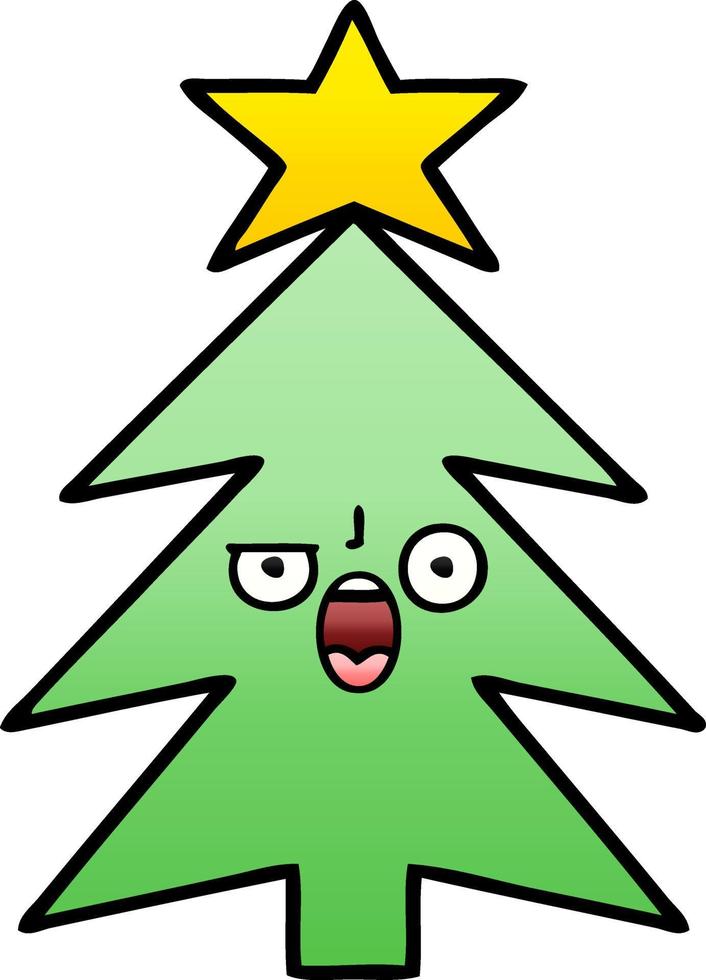 gradient shaded cartoon christmas tree vector