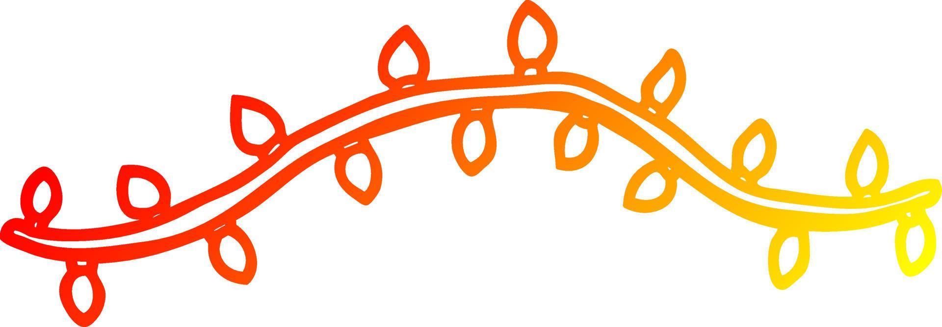 warm gradient line drawing cartoon vine with leaves vector