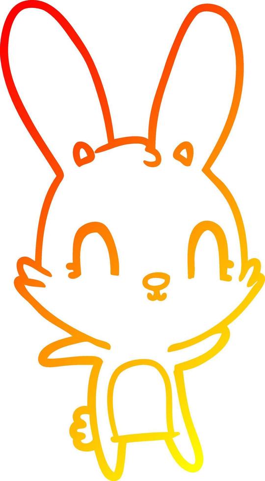 warm gradient line drawing cute cartoon rabbit vector