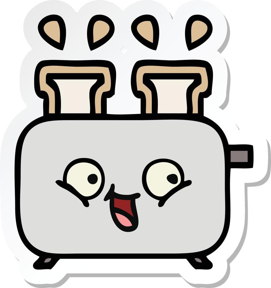 sticker of a cute cartoon of a toaster vector