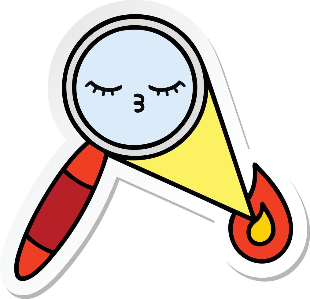 sticker of a cute cartoon magnifying glass vector