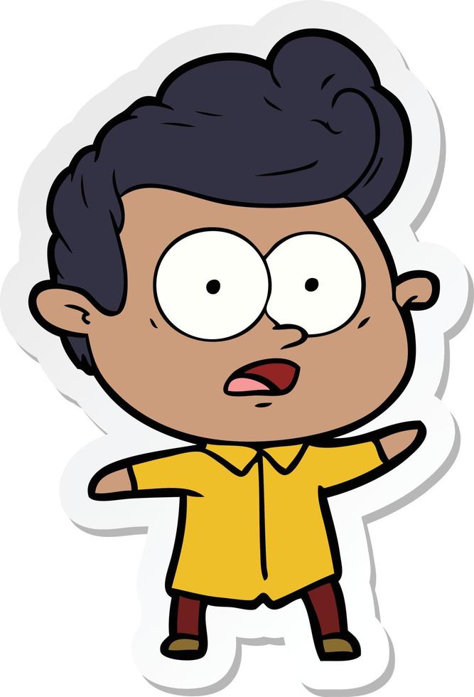 sticker of a cartoon staring man vector