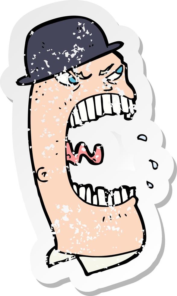 retro distressed sticker of a carton angry man vector