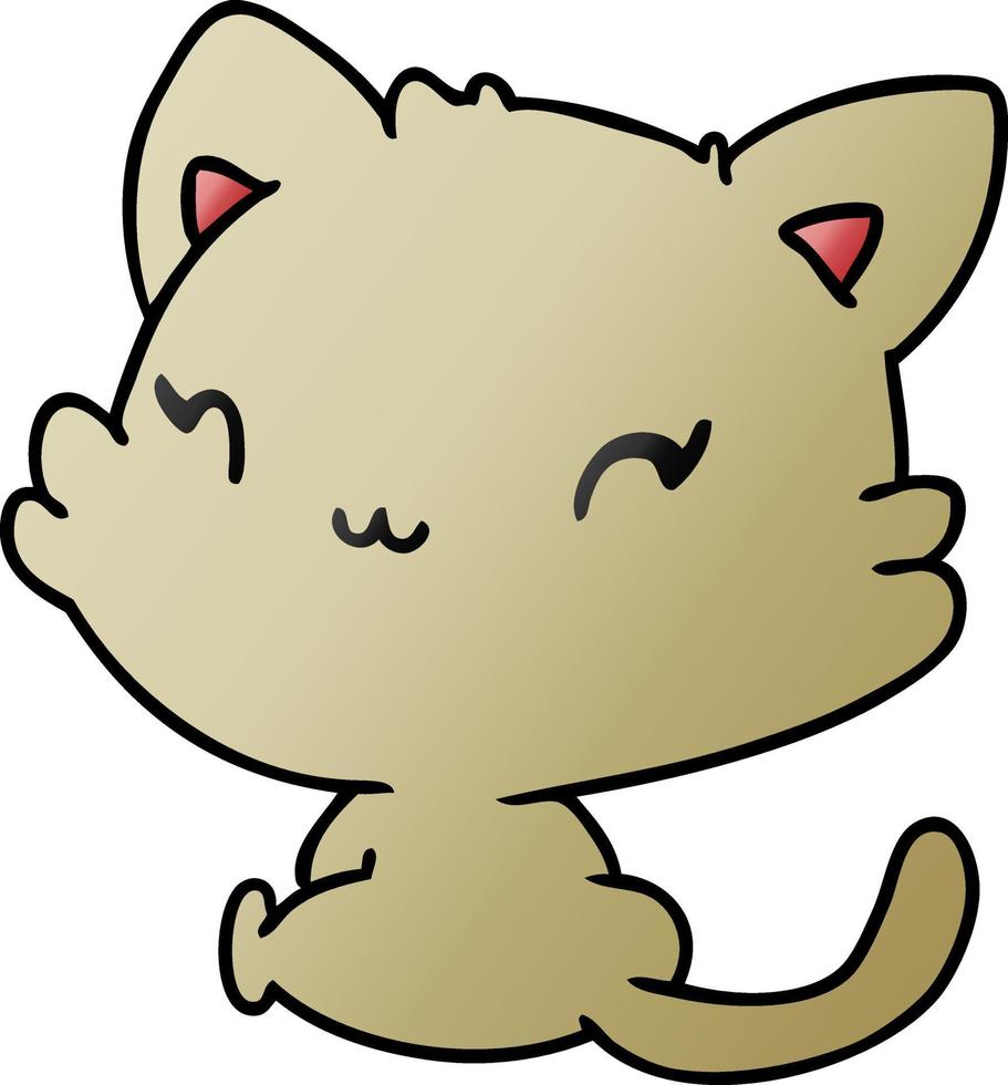 gradient cartoon of cute kawaii kitten vector