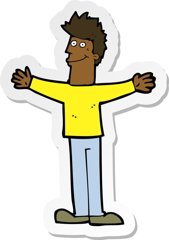 sticker of a cartoon happy man vector
