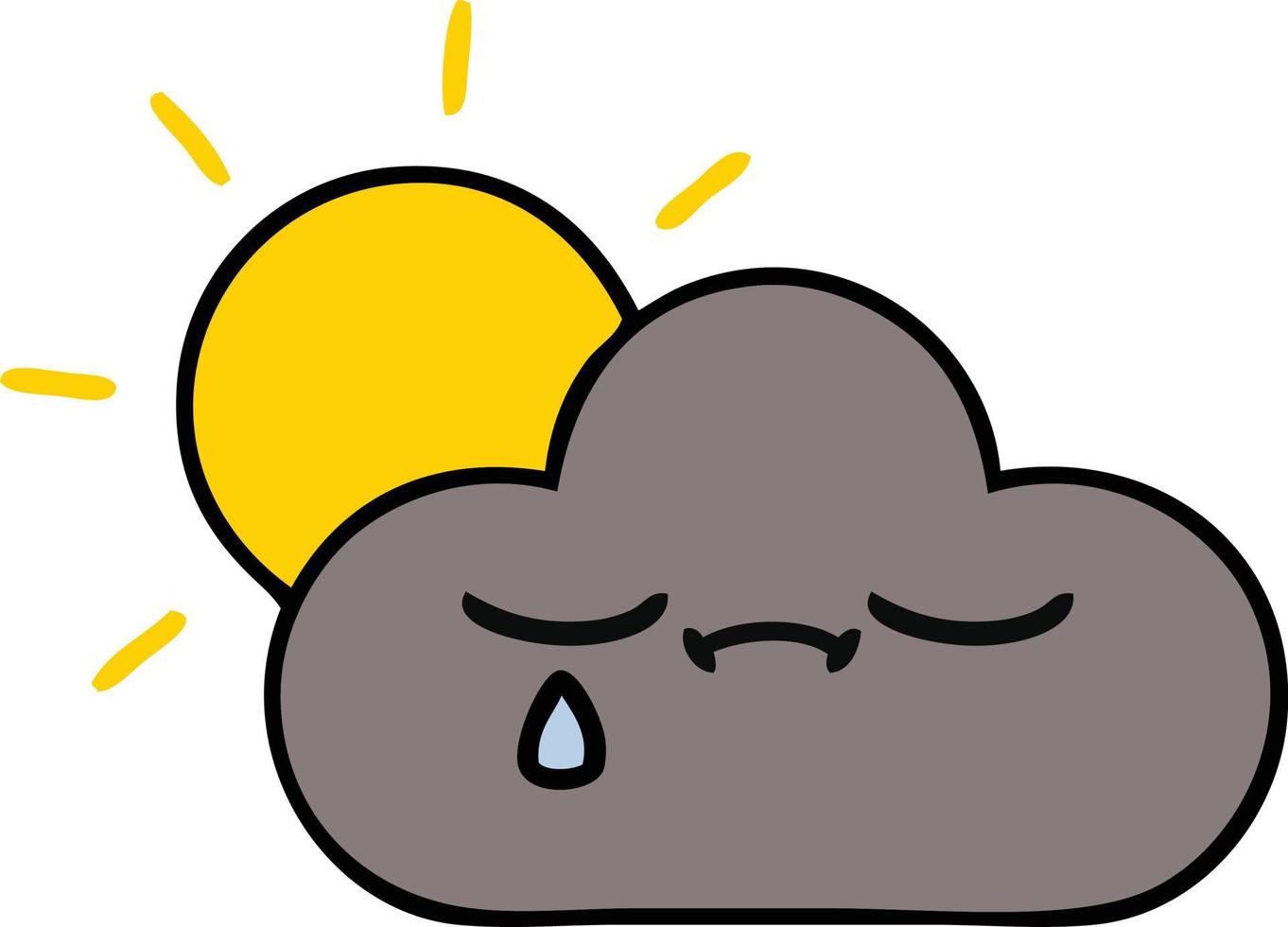 cute cartoon storm cloud and sun vector