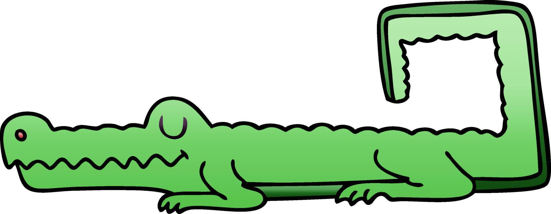 quirky gradient shaded cartoon crocodile vector