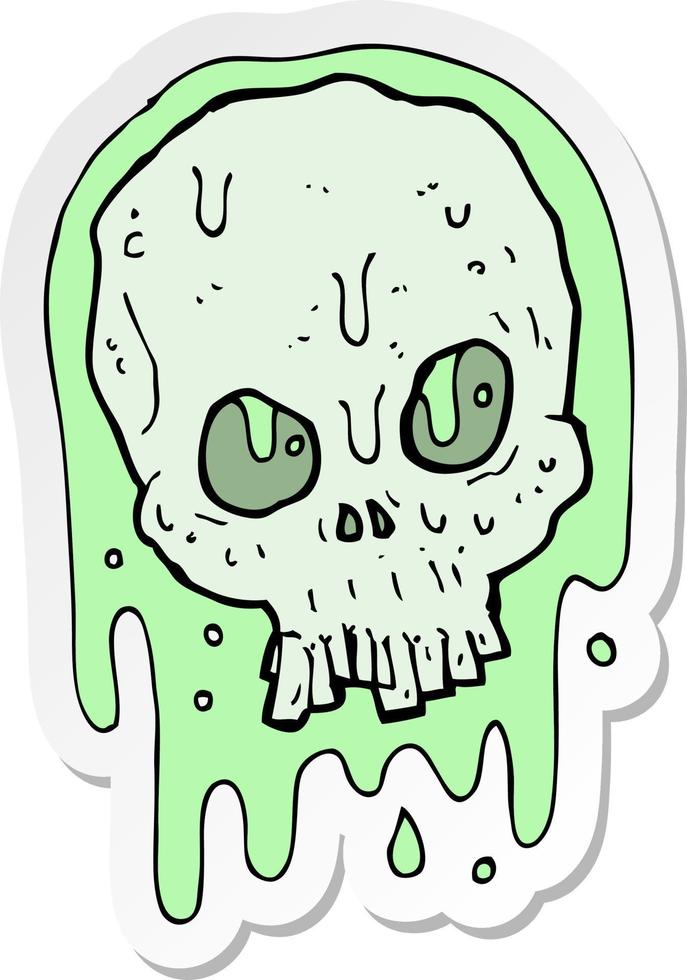 sticker of a cartoon slimy skull vector