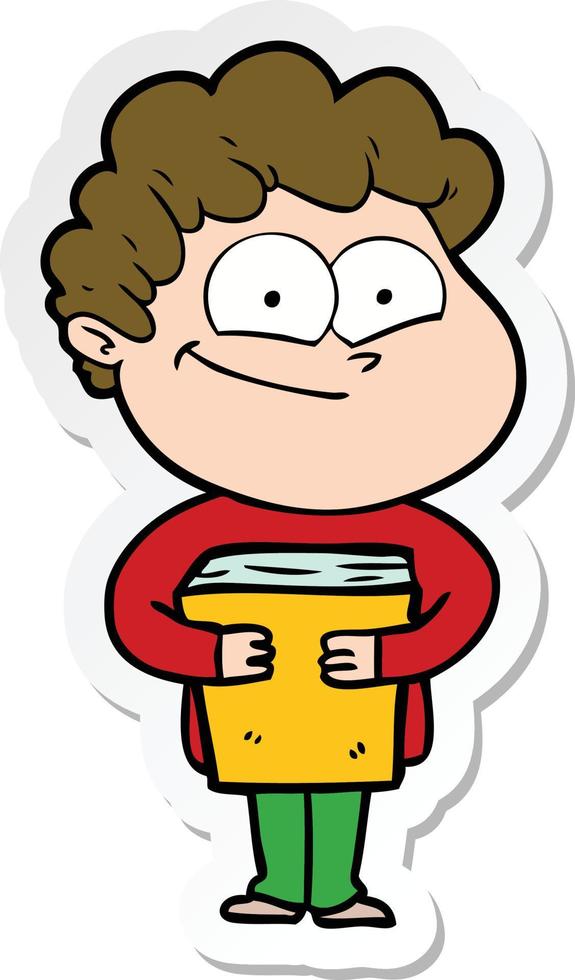 sticker of a cartoon happy man vector