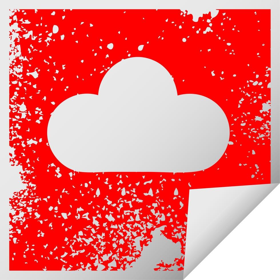 distressed square peeling sticker symbol rain cloud vector