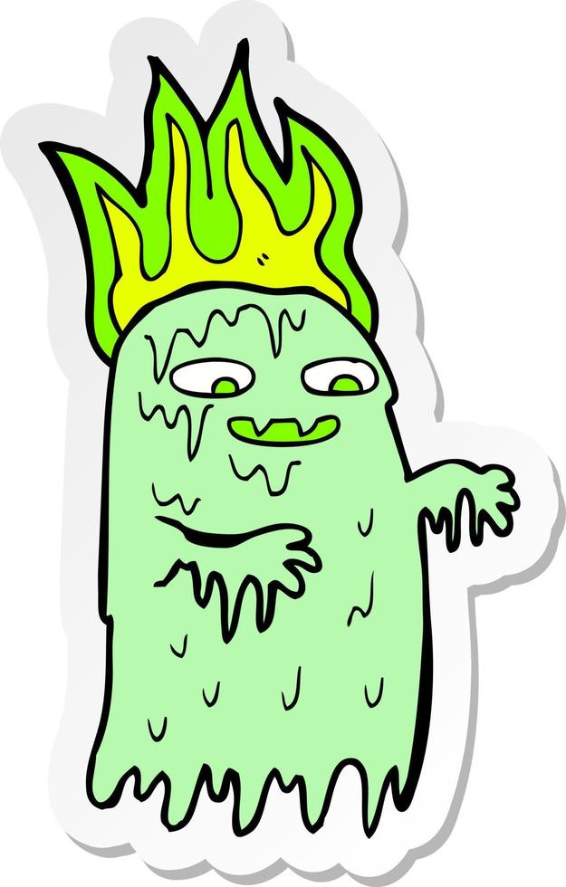 sticker of a cartoon spooky ghost vector