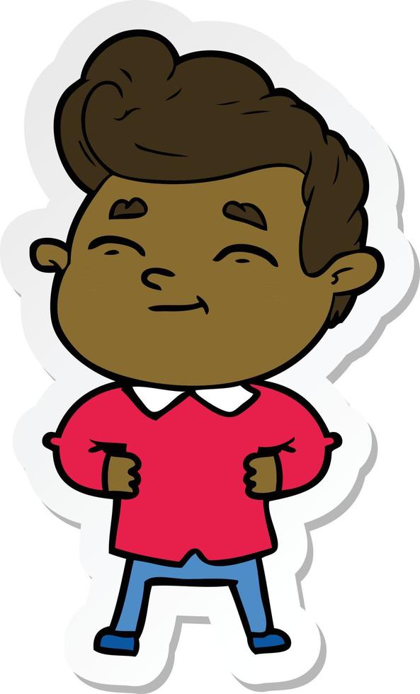 sticker of a happy cartoon man vector
