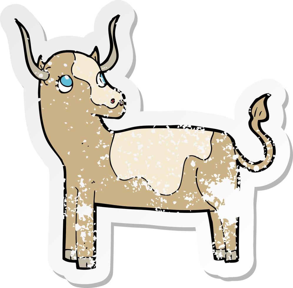 retro distressed sticker of a cartoon cow vector