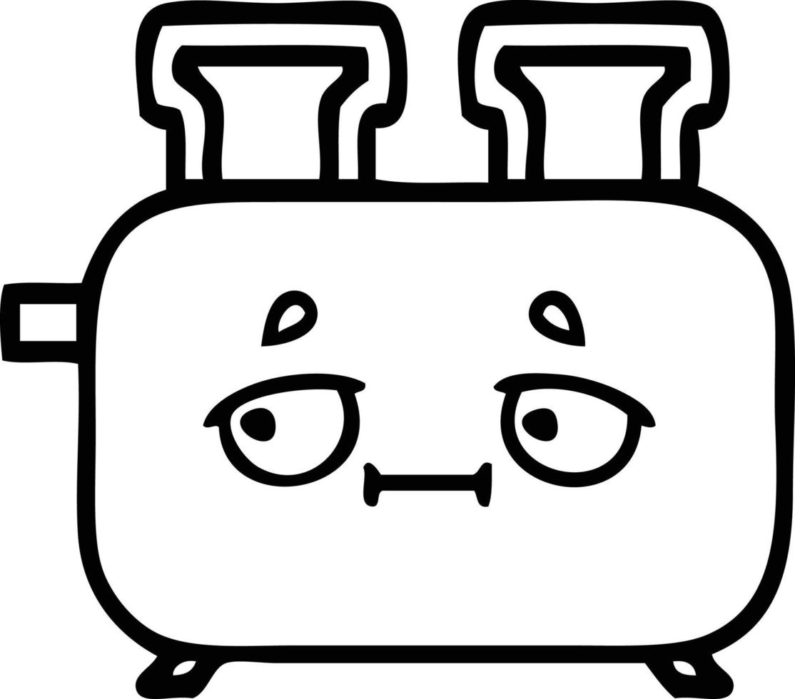 line drawing cartoon of a toaster vector
