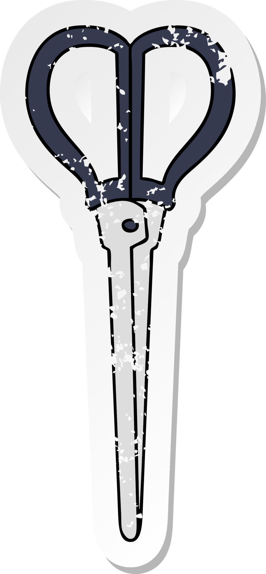 distressed sticker of a quirky hand drawn cartoon scissors 10276947