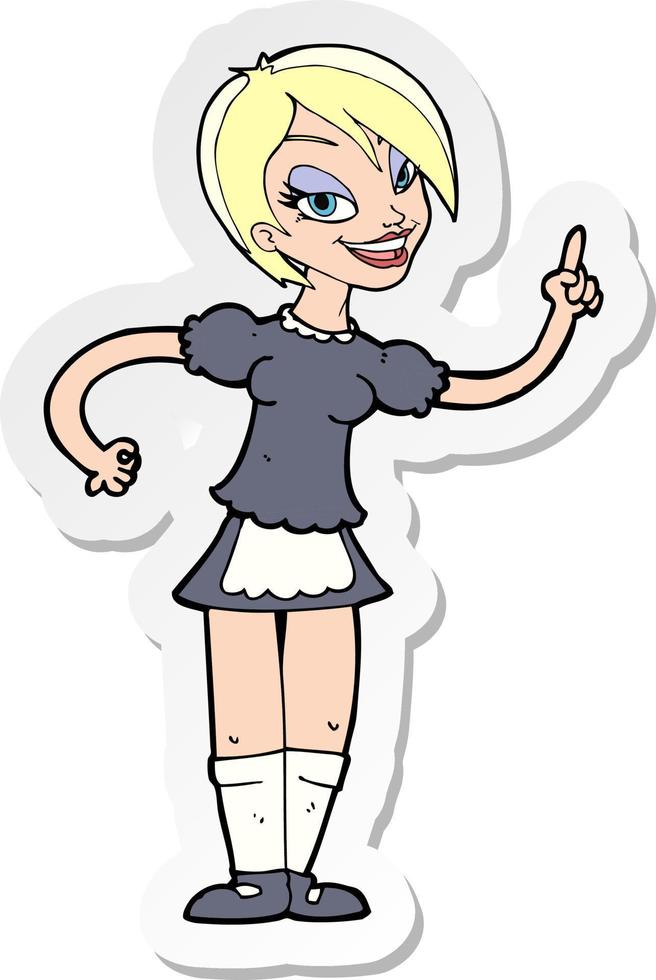 sticker of a cartoon waitress taking order vector