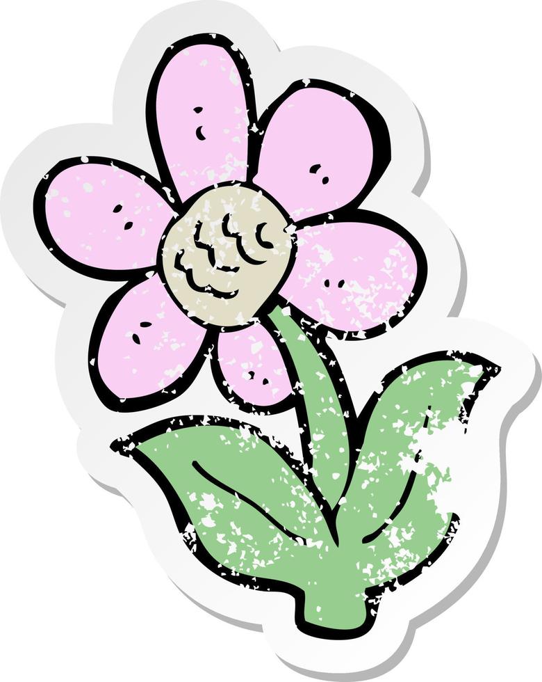 retro distressed sticker of a cartoon flower vector