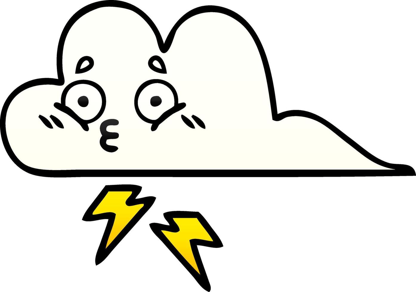 gradient shaded cartoon thunder cloud vector