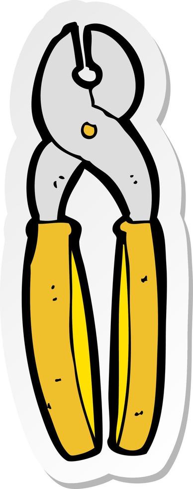 sticker of a cartoon pliers vector