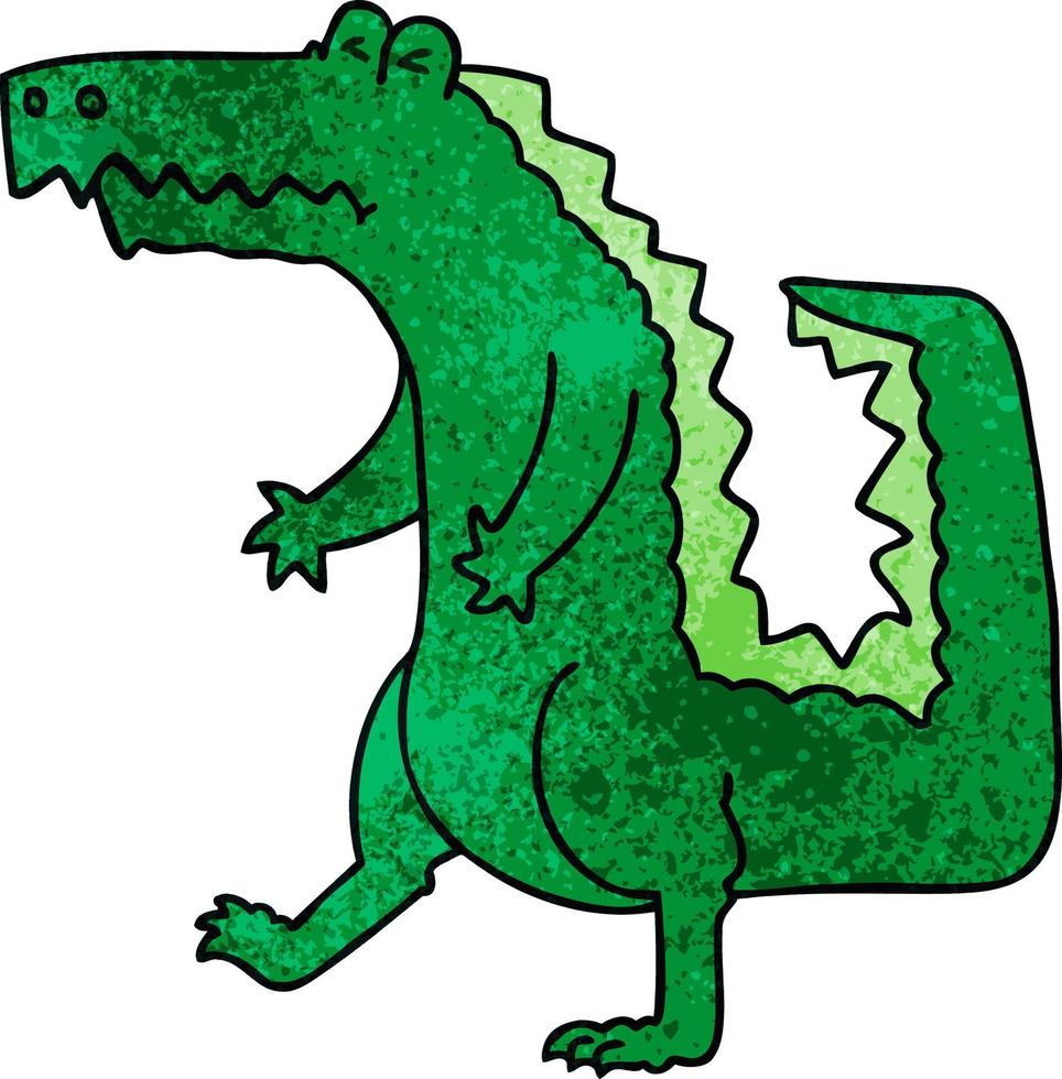 quirky hand drawn cartoon crocodile vector