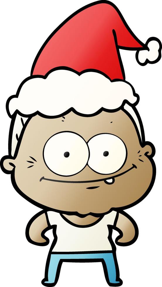 gradient cartoon of a happy old woman wearing santa hat vector