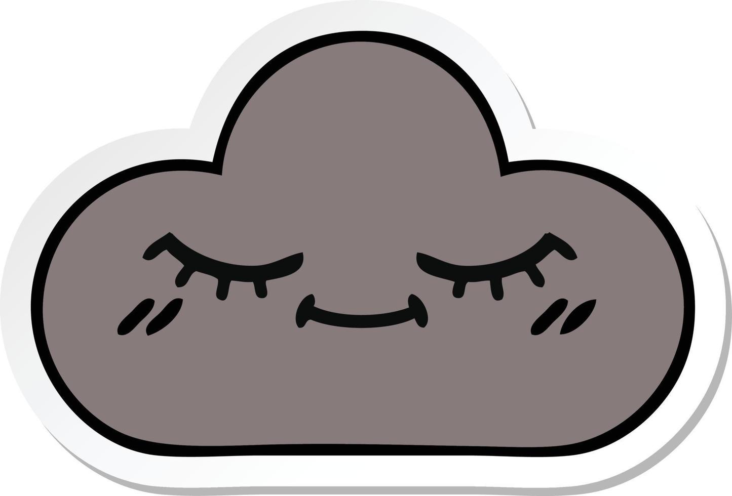 sticker of a cute cartoon storm cloud vector