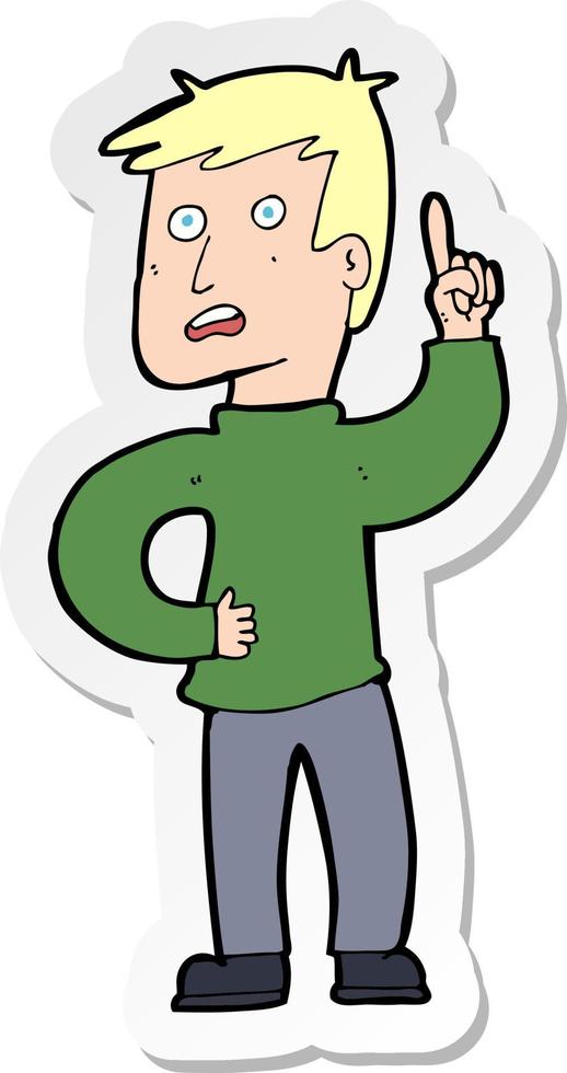 sticker of a cartoon boy with idea vector