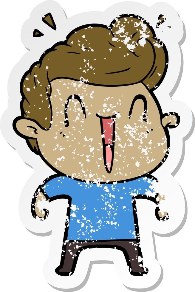 distressed sticker of a excited man cartoon vector