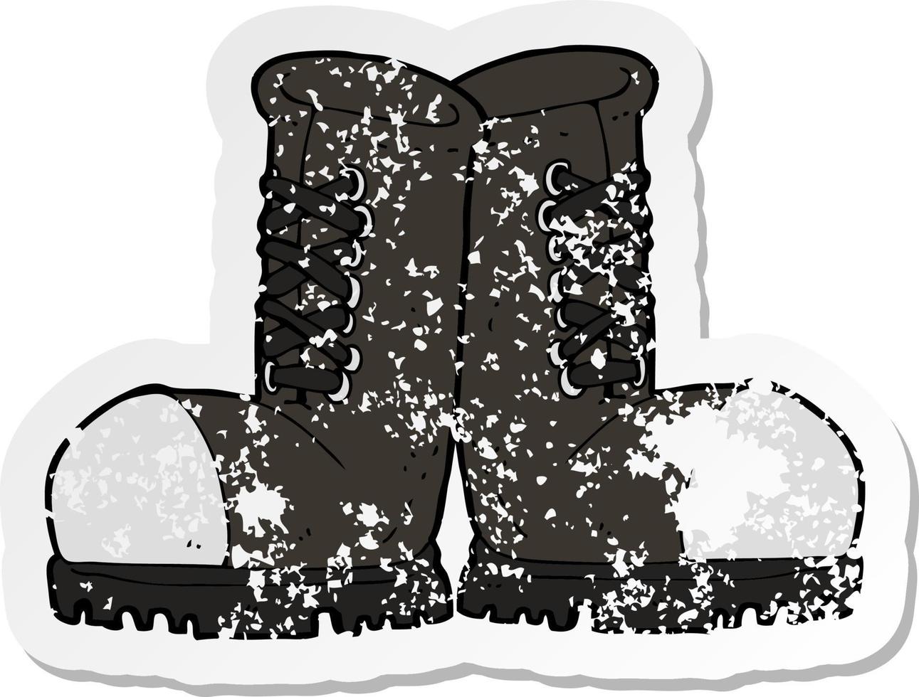 retro distressed sticker of a cartoon steel toe cap boots vector