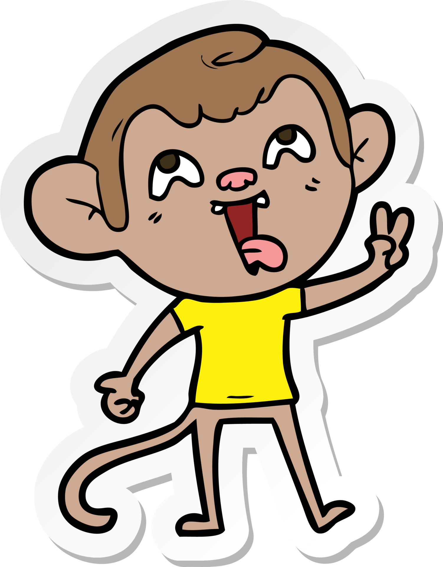 sticker of a crazy cartoon monkey giving peace sign 10277116 Vector Art at Vecteezy sticker of a crazy cartoon monkey giving peace sign 10277116 Vector Art at Vecteezy
