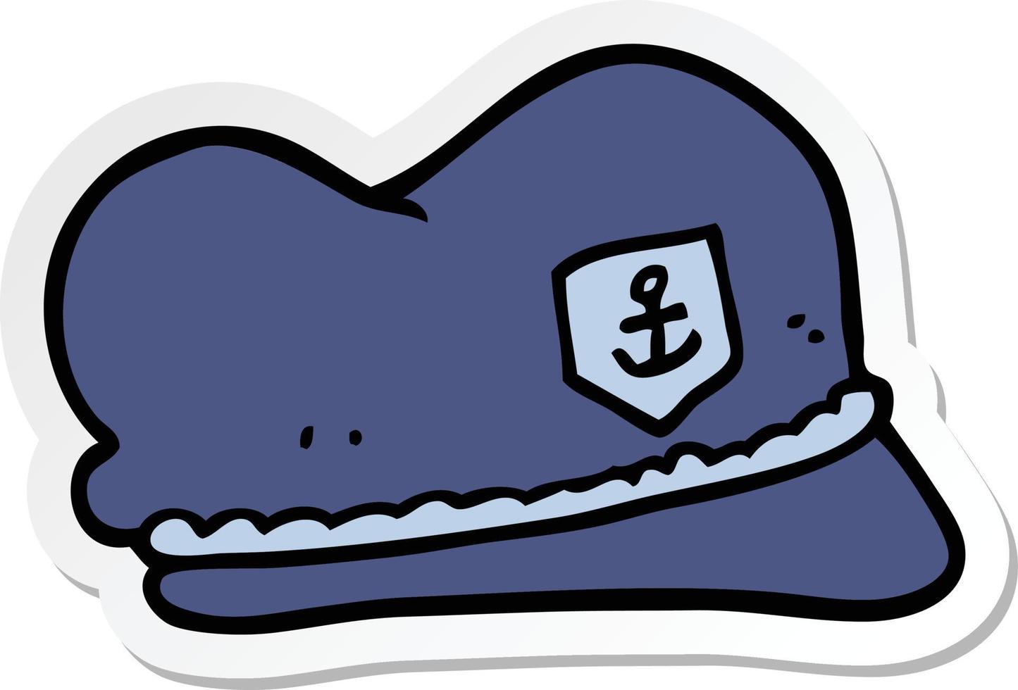 pegatina de un sombrero de marinero de dibujos animados vector