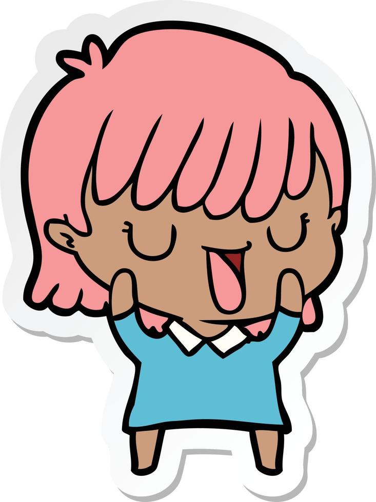 sticker of a cartoon woman vector