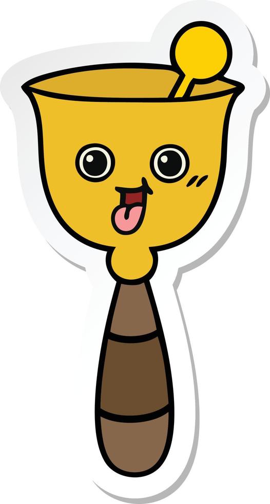 sticker of a cute cartoon school bell vector