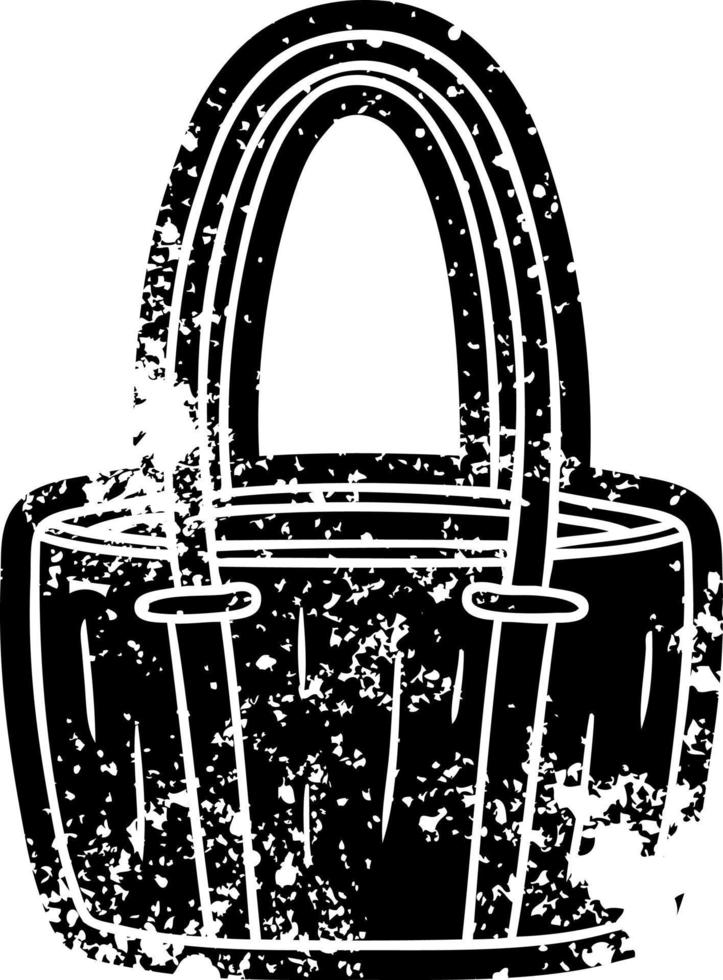 icono grunge dibujo de una bolsa grande roja vector