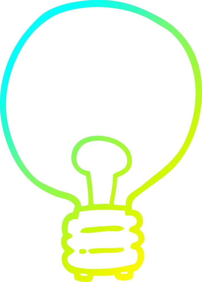 cold gradient line drawing cartoon light bulb vector