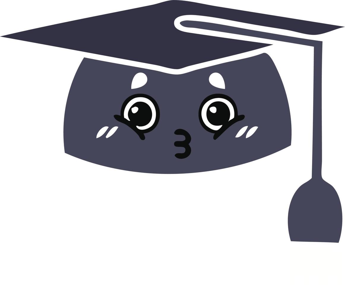 sombrero de graduación de dibujos animados retro de color plano vector