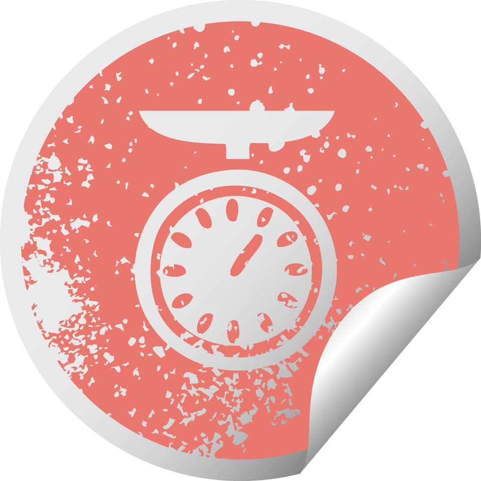 distressed circular peeling sticker symbol weighing scale vector
