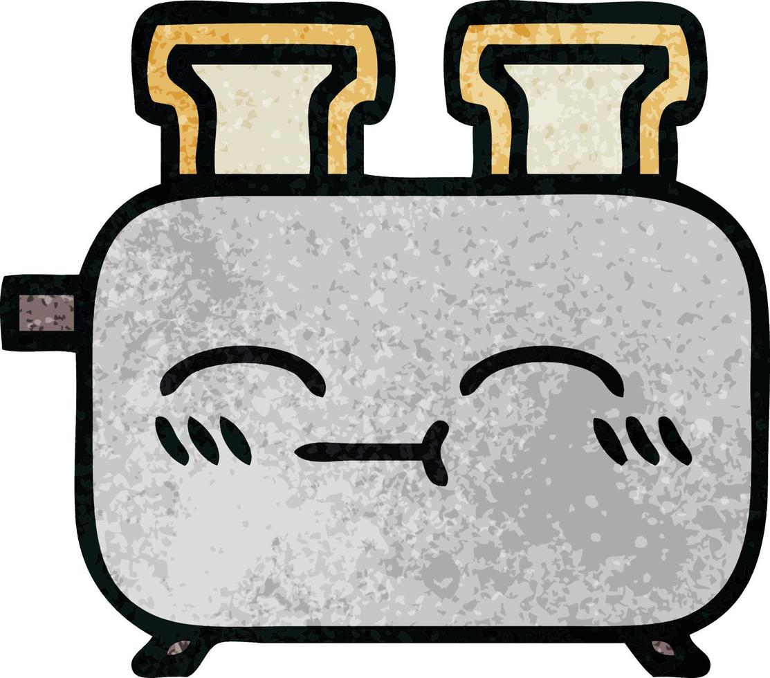 retro grunge texture cartoon of a toaster vector