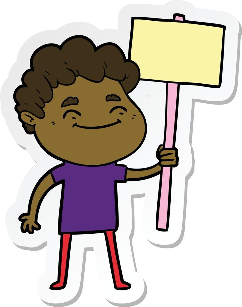 sticker of a cartoon friendly man vector