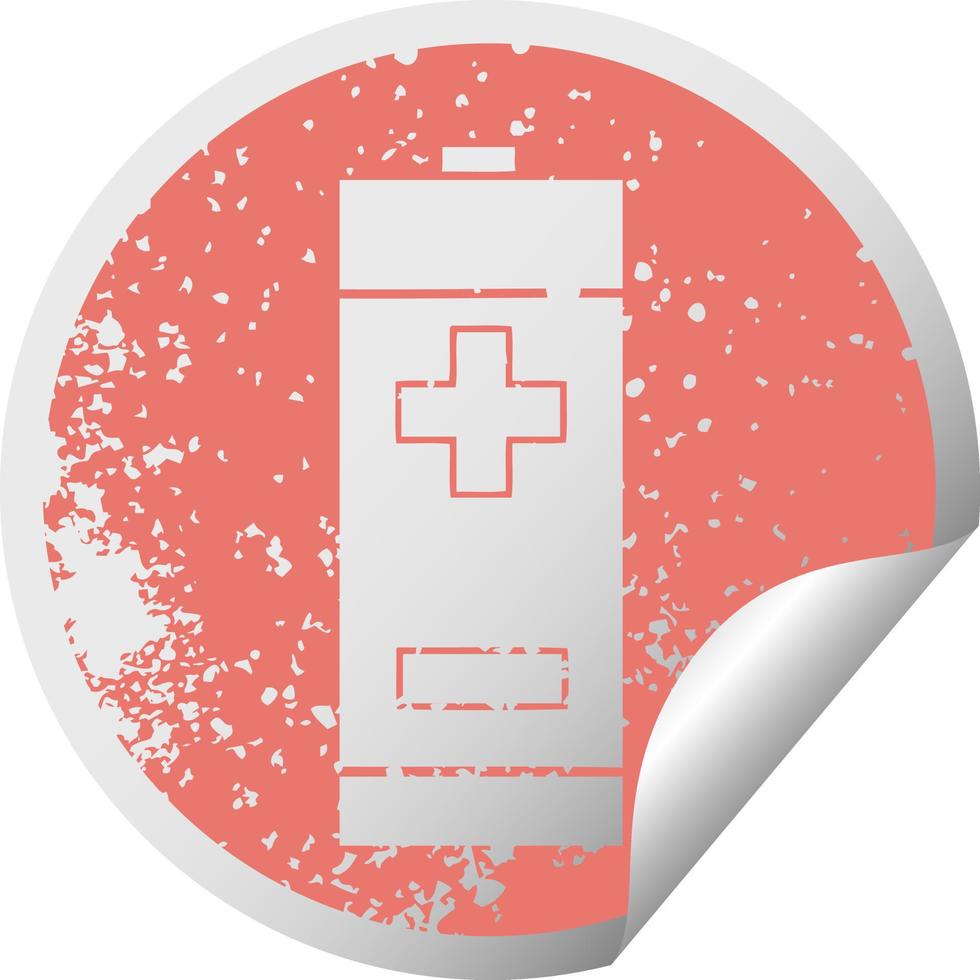 distressed circular peeling sticker symbol electrical battery vector