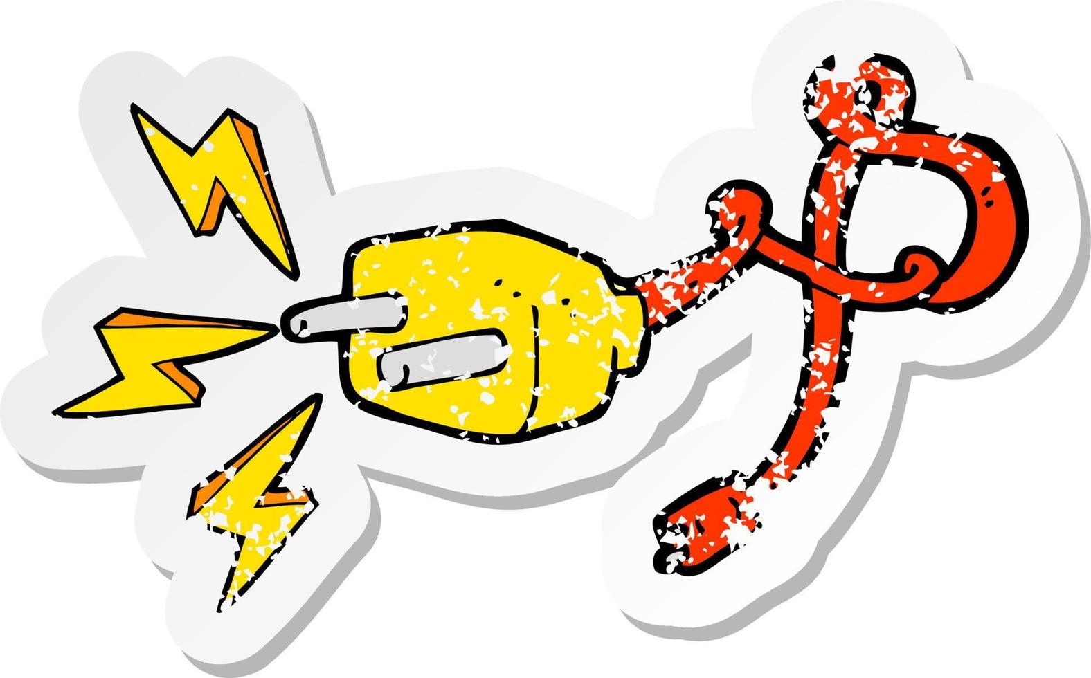 retro distressed sticker of a cartoon plug vector
