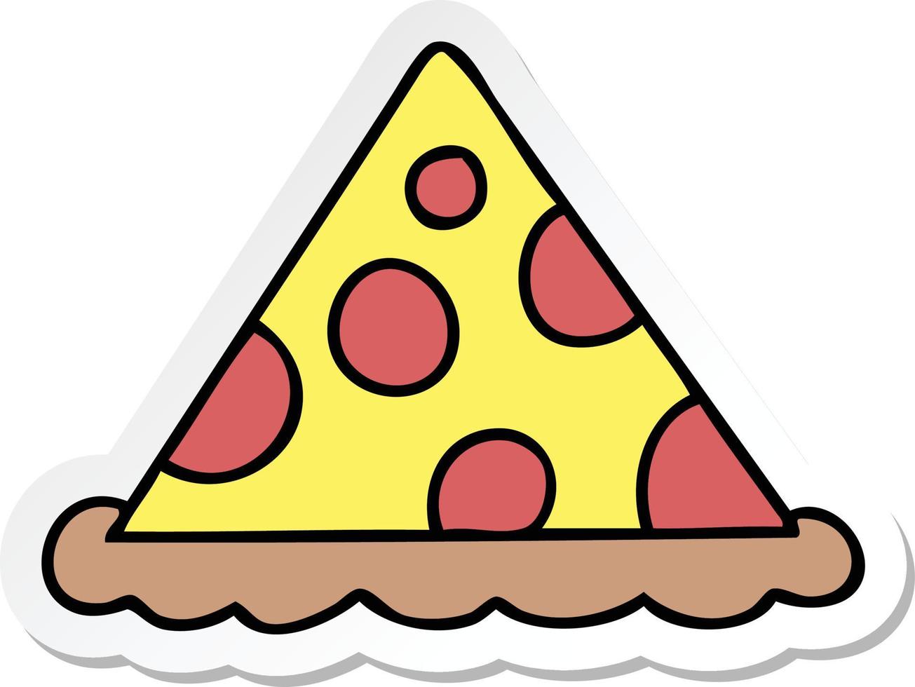sticker of a quirky hand drawn cartoon slice of pizza vector