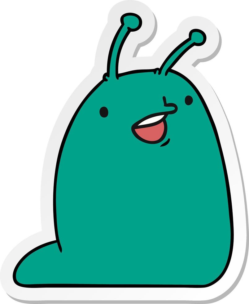 sticker cartoon of a cute kawaii slug vector