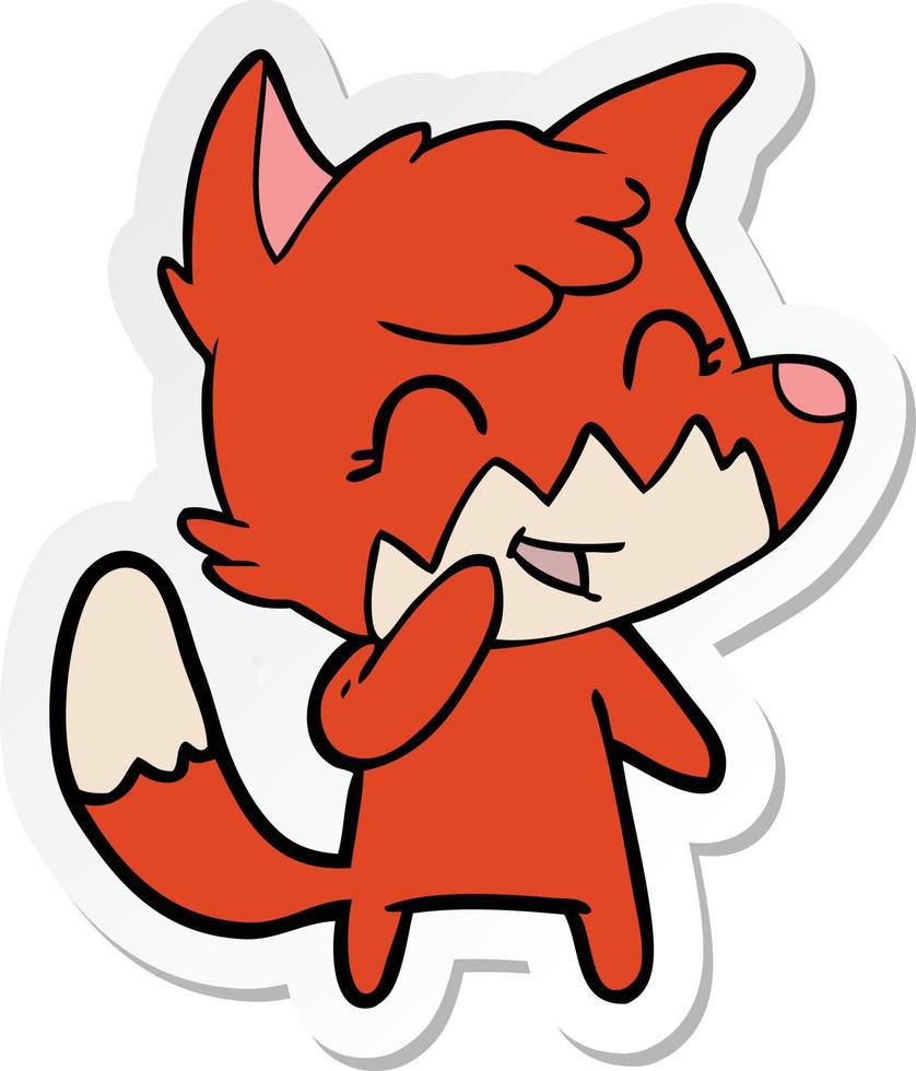 sticker of a happy cartoon fox vector