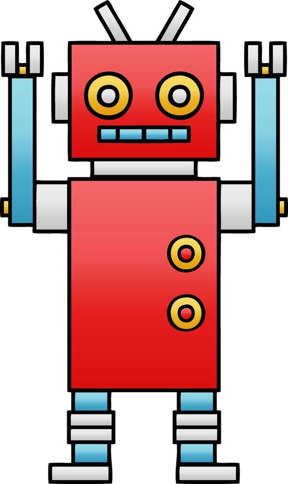 gradient shaded cartoon dancing robot vector