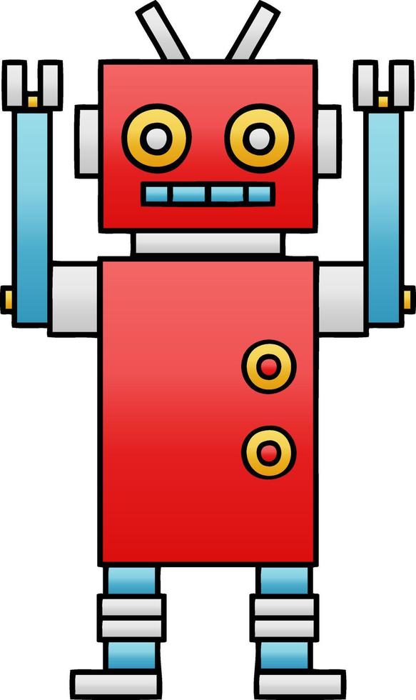 robot de baile de dibujos animados sombreado degradado vector